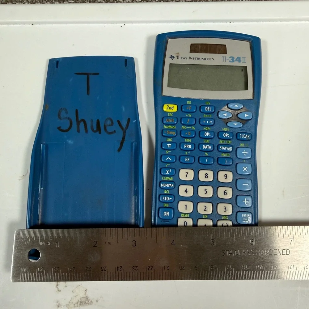 Texas Instruments TI-34 II Scientific Calculator Blue Solar Math Study - Picture 3 of 3